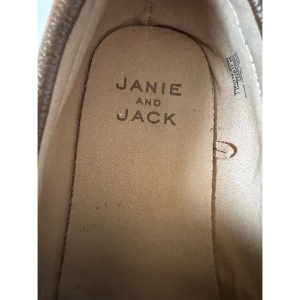 Janie & Jack 3 brown perforated flower show moccasin style loafer slip on meetin